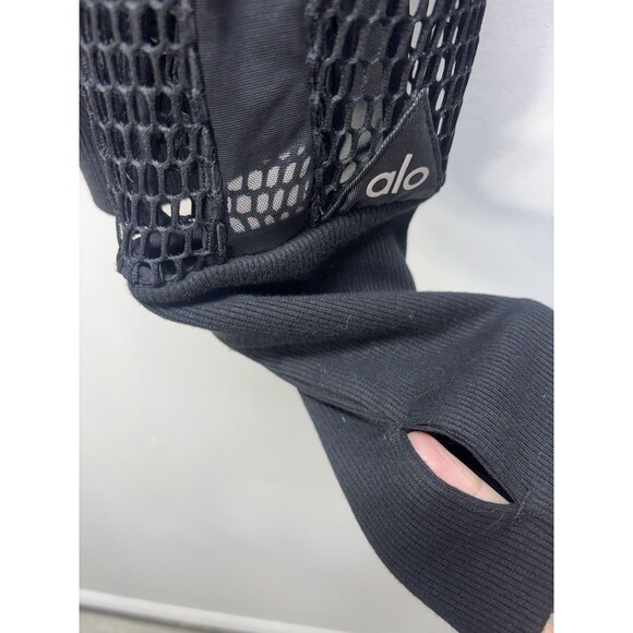 ALO Yoga  Women’s  Mesh Fortuna Hoodie Jacket  Black Sz L - Picture 6 of 13
